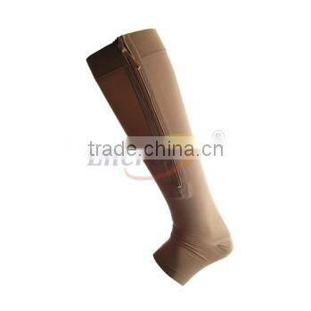 Stretch Medical compression stocking with ykk zipper