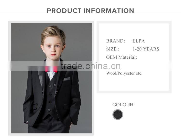 ELPA latest design handsome black kids suits three pieces boys school uniform suits