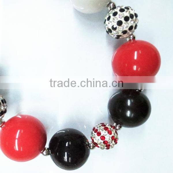 Wholesale Ameriacan Flag BABY GIRL CHUNKY RHINESTONE BEADED NECKLACE