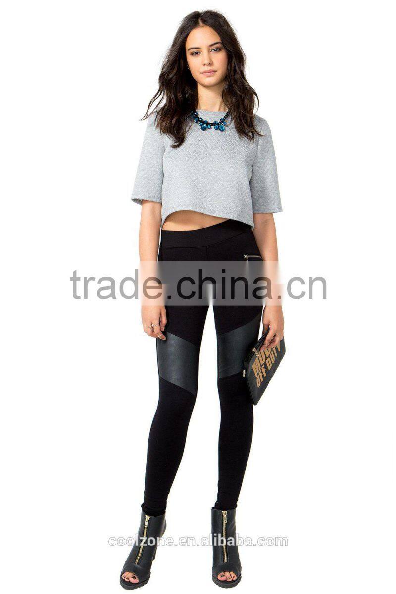 Elasticized waistband skinny PU legging sexy fancy legging for ladies