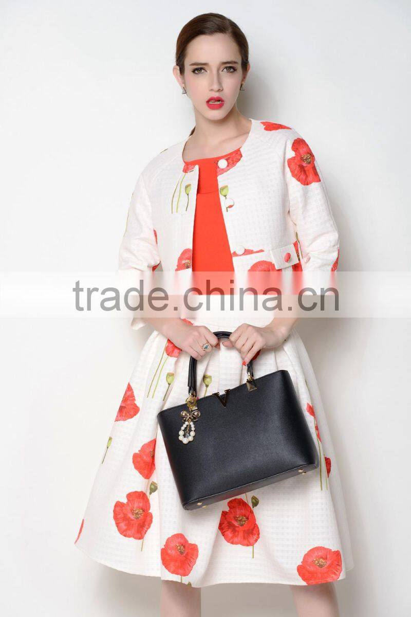 latest floral o neck designed casual trendy ladies suit design jackets