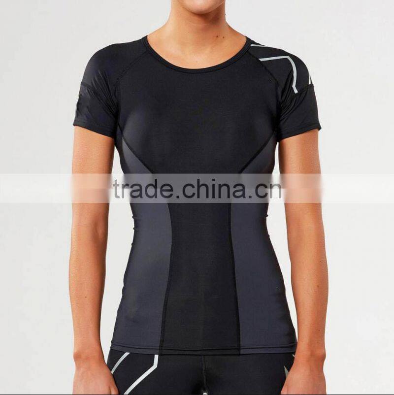 Custom Blank Bodybuilding Dri Fit Running Shirt Polyester Womens Tshirt