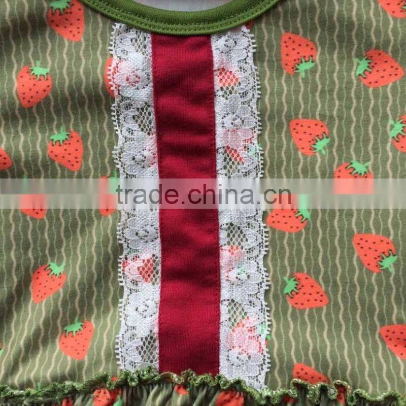 2015 ney style baby 3 pcs outfit strawberry design ruffle long shirt lace thin coat and ruffle pants YW-151