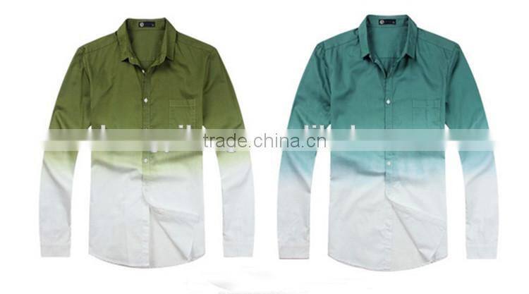 2015 100% cotton new design dip dye shirt for men