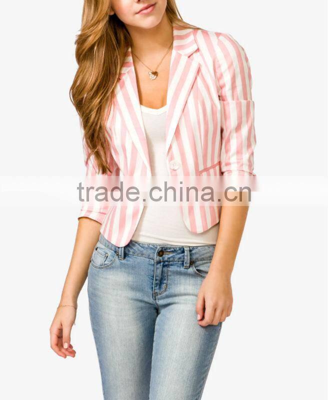 Single Button Striped Blazer