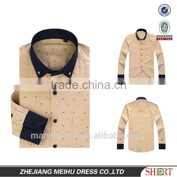 mens long sleeve contrast color printed oxford casual shirt