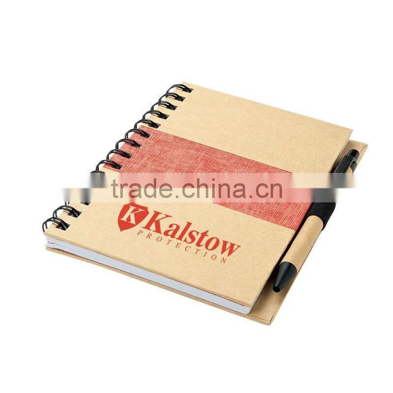 900grams kraft paper cover spiral winding eco friendly notebook 70grams 70sheets 18*13.5cm with kraft paper pen