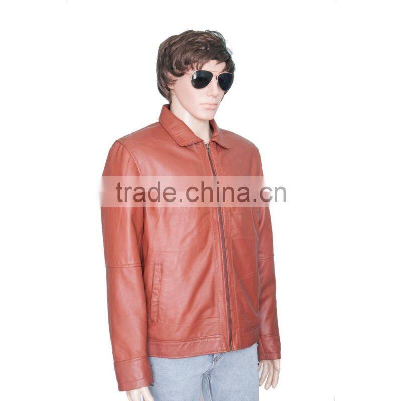 TAN BROWN SHORT BODY LEATHER JACKET
