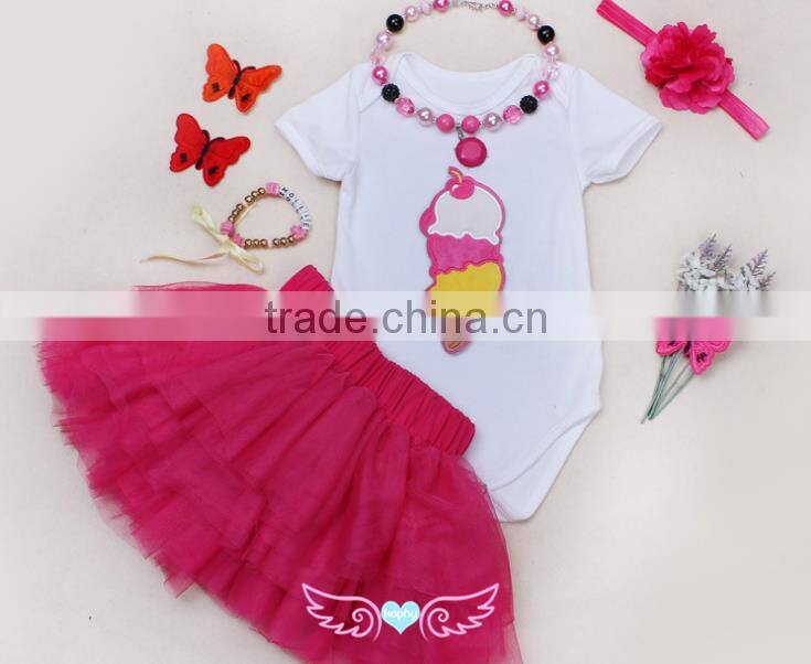 Baby Girl's First Birthday Outfit Boutique cloth wholesale kids hot pink tutu skirt/dress clothing set