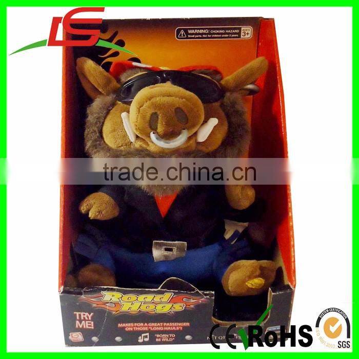 ROAD HOG STUFFED ANIMAL Plays BORN TO BE WILD ELECTRICAL PLUSH PIG