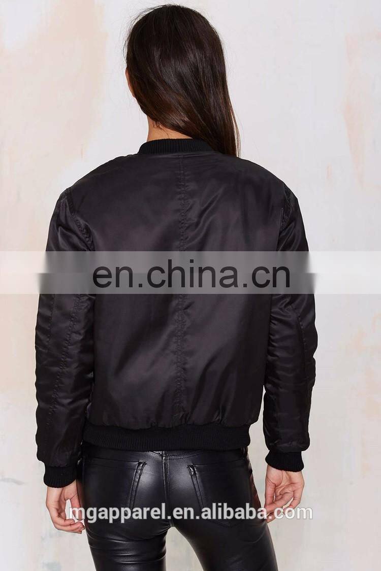 Wholesale fashion satin bomber jacket custom bomber jacket woman 2016