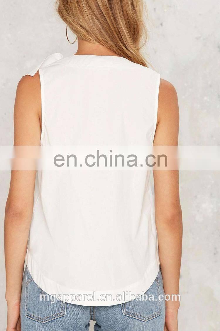 Wholesale women shirts and tops latest women cotton ruffle top