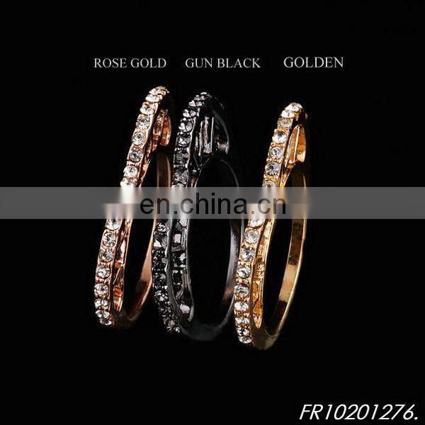 Gold set of four stacking ring with gemstone fashion opal ring jewelry