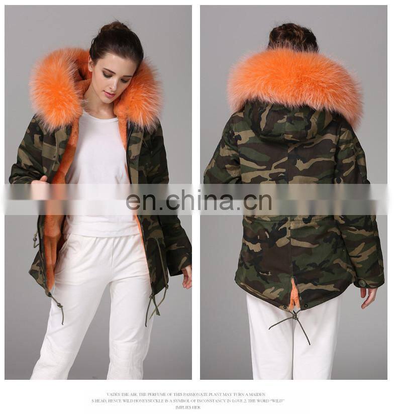 top grade latest fashion faux fur women jackets with raccon fur collar