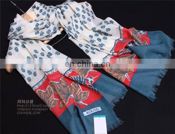 2016 indian style autumn winter warm women wool shawl plain woven worsted thin 80s pure wool print scarf