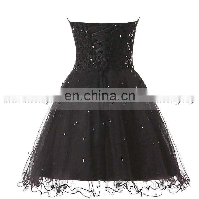 Latest Youthful Sweetheart Sleeveless Lace-up Tulle Sequins Mini Homecoming Dresses SD032