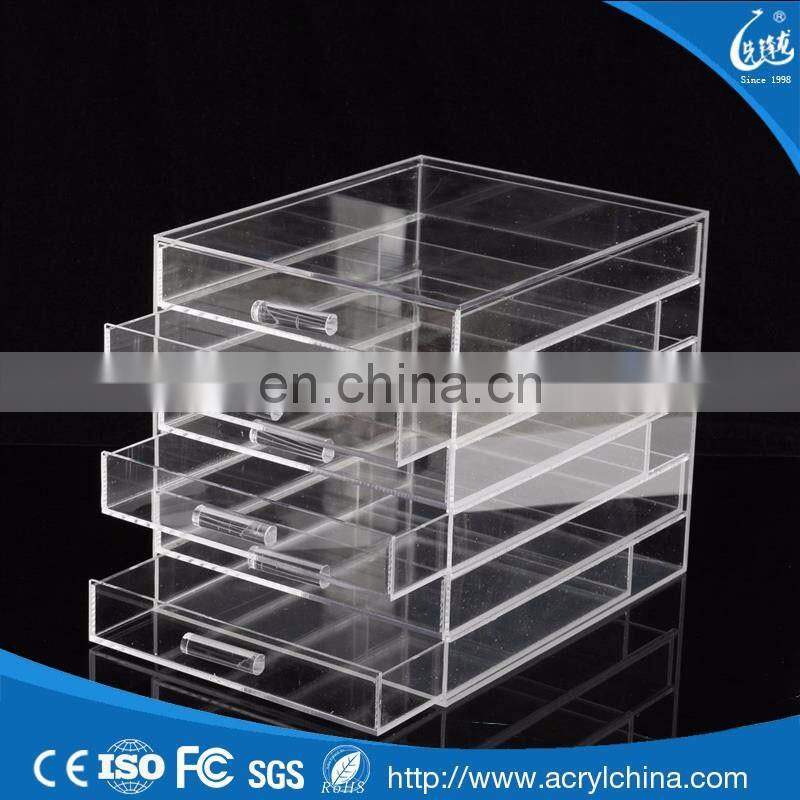 Customized and useful 4 tiers acrylic cosmetic storage box