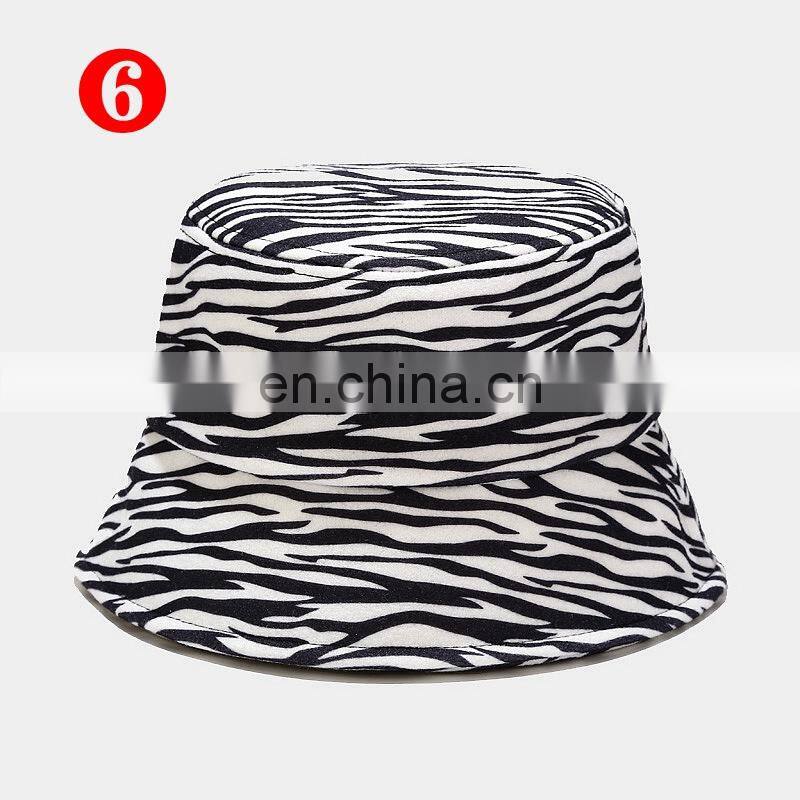 Autumn Winter Unisex Bucket Hats Wool caps Cow leopard zebra design Sunscreen Men Women Sunbonnet Fedoras Fisherman hats