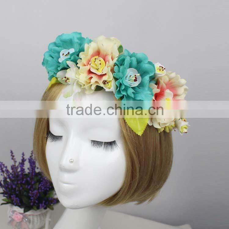 Handmade Fashion Flower Head Artificial Flower Garland Adjustable