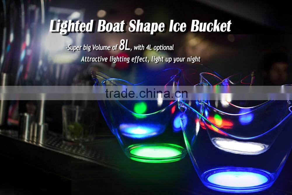 large plastic led illuminated ice bucket clear