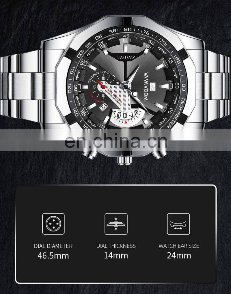 VA VA VOOM 238 New hot sale Quartz watch for men Stainless Steel Luxury Men Watch