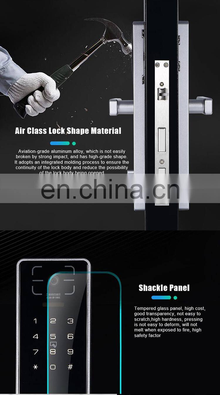 6063GB Aluminum Smart Door Lock with Barcode Scanner, Digital Password Touch Screen Door Lock, IC Card Door Locks