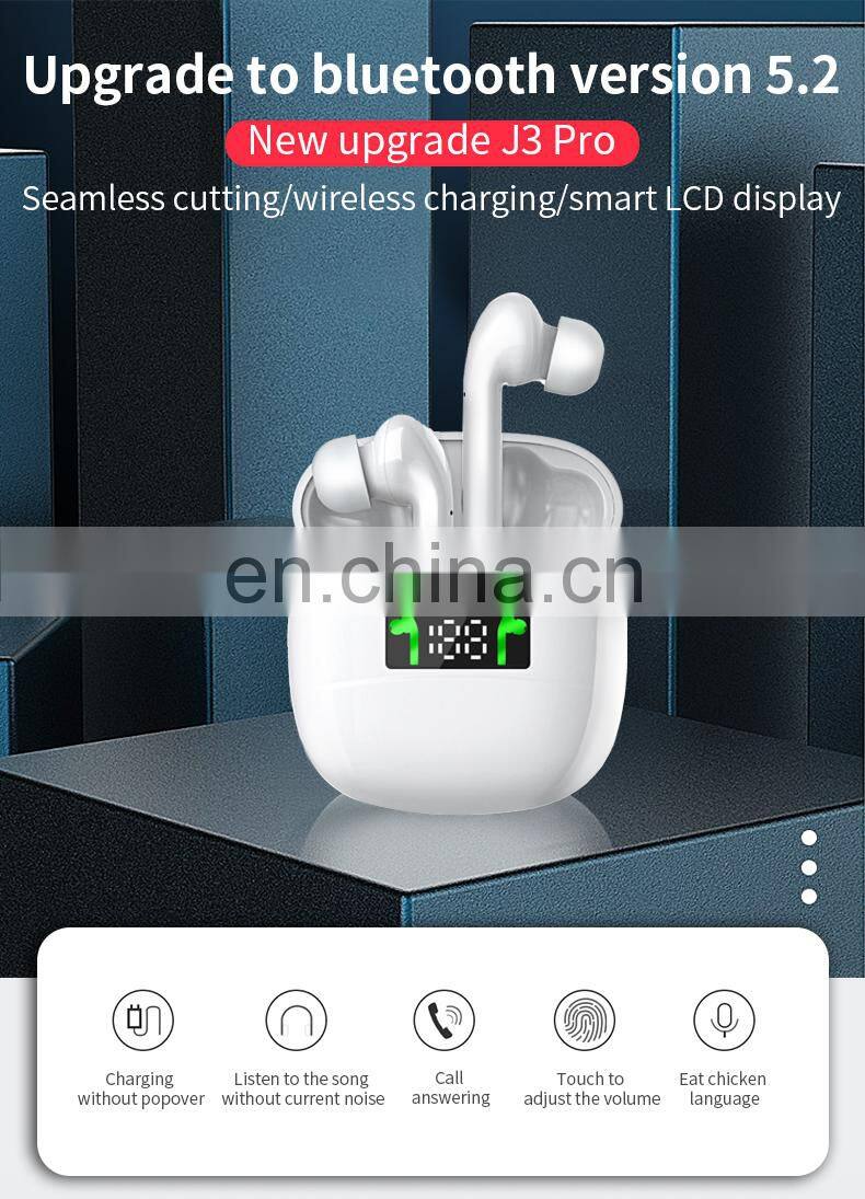J3 Pro Tws earphones Wireless Headset Sport earbuds Touch Control 5.0 LED Display Headphone For All Phone