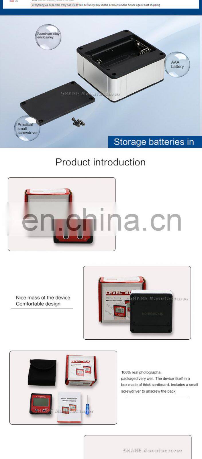 SHAHE Digital Inclinometer With Backlight Digital level box with magnetic mini digital protractor
