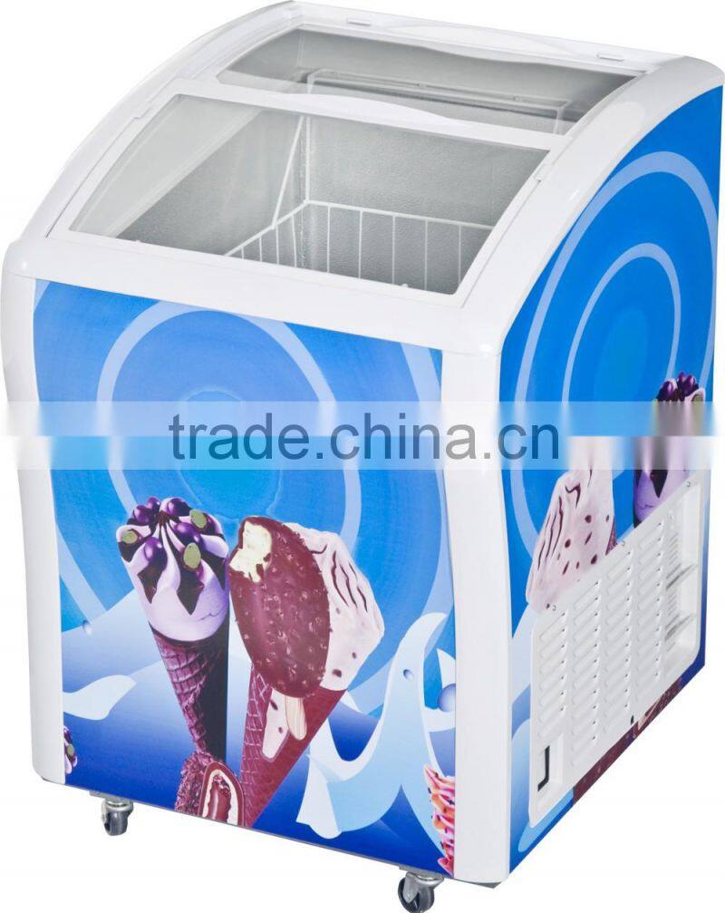 energy saving chest freezer glass door, ice cream freezer