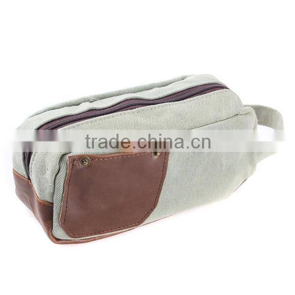 Durable Canvas Pencil Case With Leather Trim For Teenagers