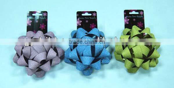 Blue Holographic PET Star Bows Ribbon for Outdoor Decoration or wrapping