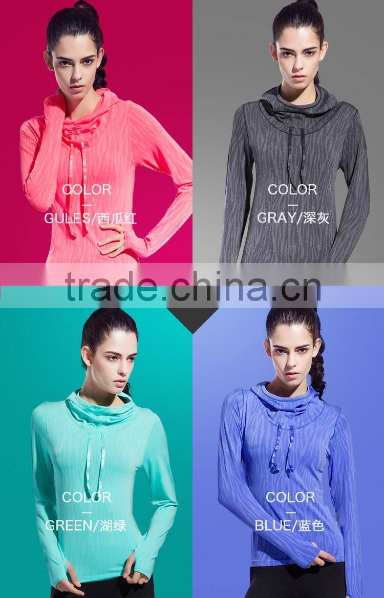Wholesale Women gym sports ink long sleeve hoodie hooded sweatshirt