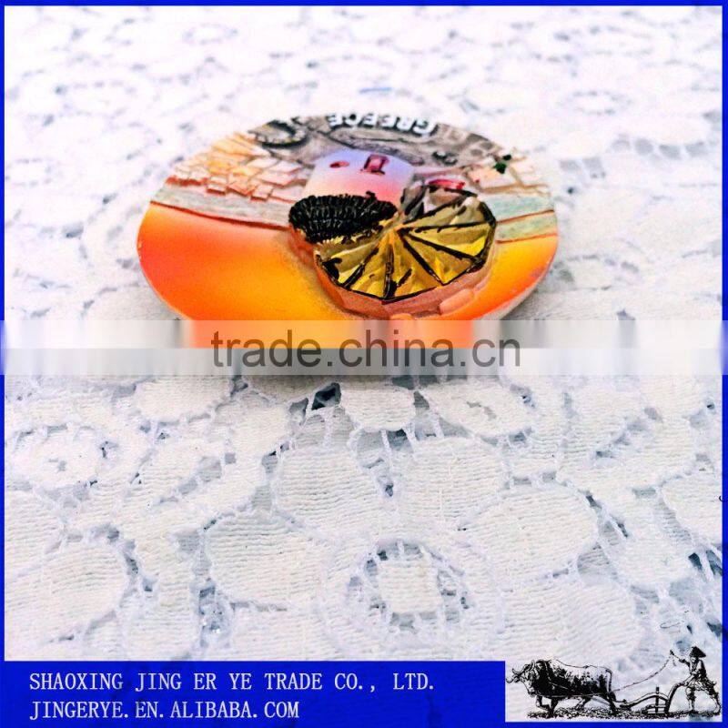 custom 3d round resin fridge magnet