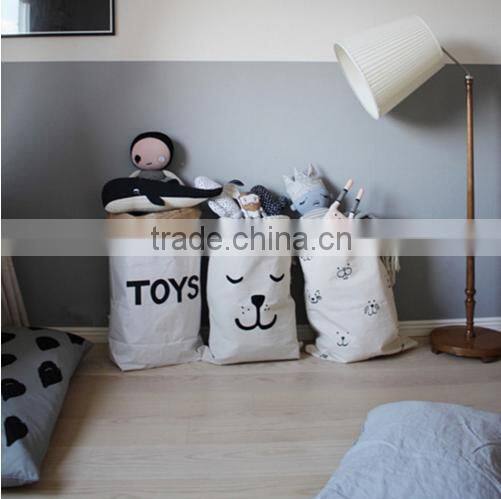 Heart Bear eyelash Pattern Laundry Bag Pouch,Canvas Storage Bag for Toys Clothing,Baby Kids Toys Storage Bag Cute Wall Pocket