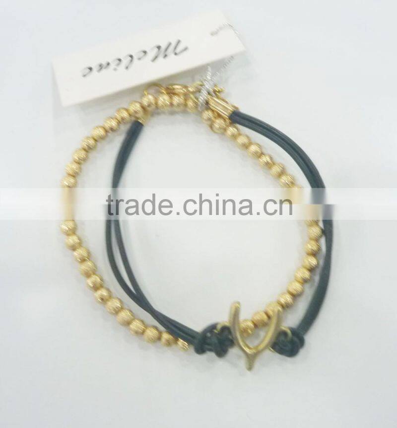 FASHION 2 ROWS WISHBONE BEADED BRACELET