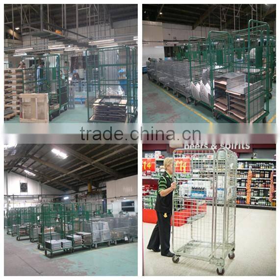 Supermarket warehouse folding cargo pallet trolley
