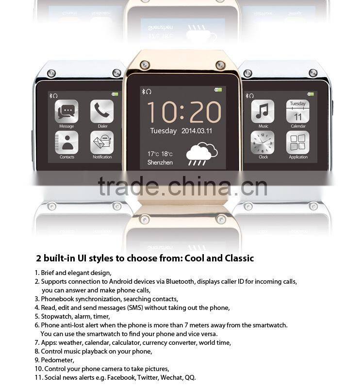 2014 Podoor stain steel Bluetooth smart watch PW305 for unisex ,fashionable wrist watch for smart mobile phone