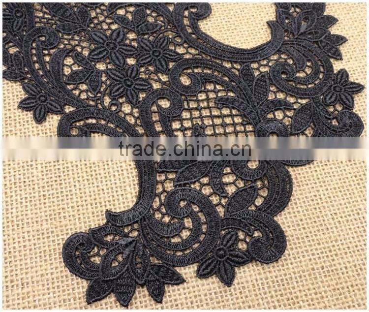 Factory Cheap 8*11.1" Water Suloble Floral Nylon Knitting Embroidery DIY Royal Blue Lace Collar Neck Design