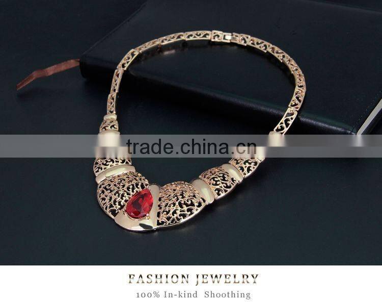 New Fashion Women African Jewelry Sets Gold Plated Alloy Wedding Necklace Sets