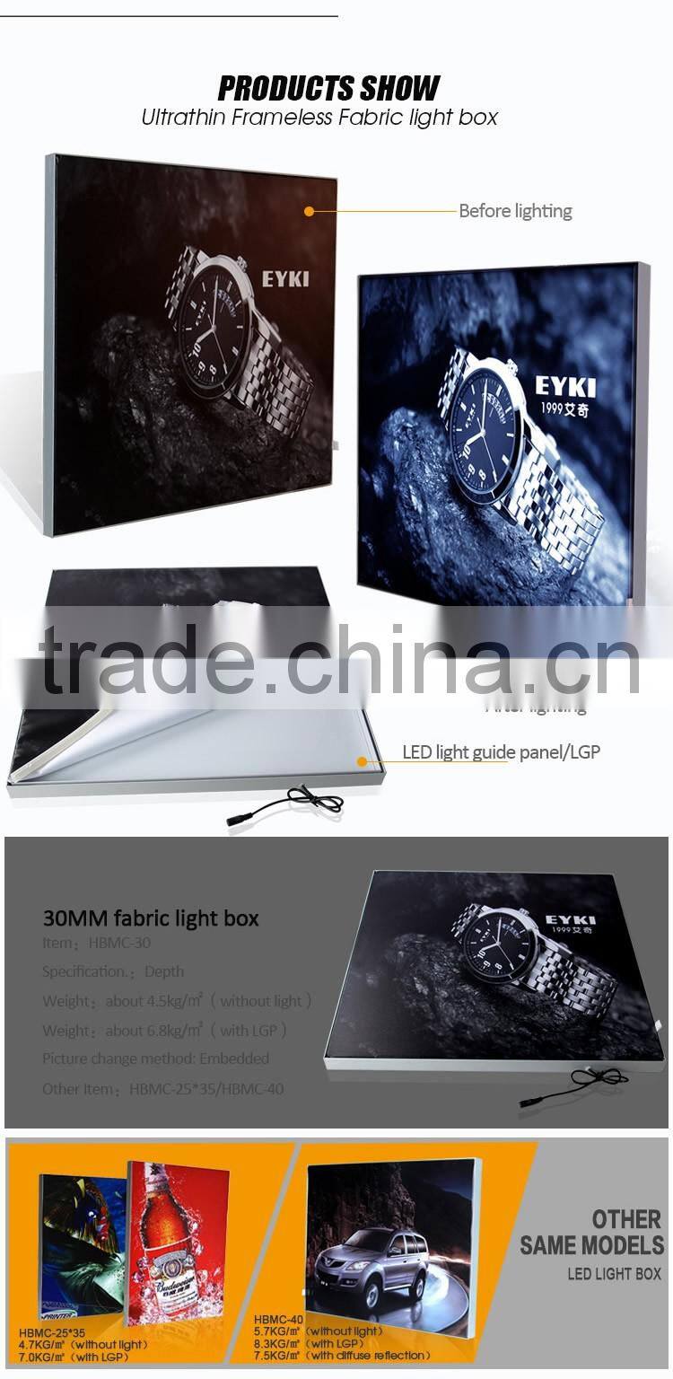 30mm Thickness Tension Fabric Display Super Slim Light Boxes