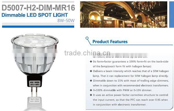 GU5.3 MR16 led light CE ROHS led light 8W 12VDC/AC