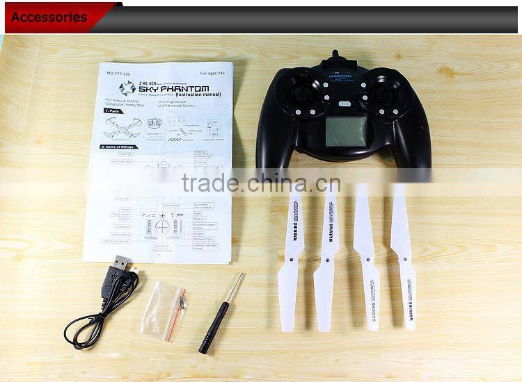 New arriving ! 2.4G 4CH 6 axis RC quadcopter 777-355C with Camera RC Drone with USB