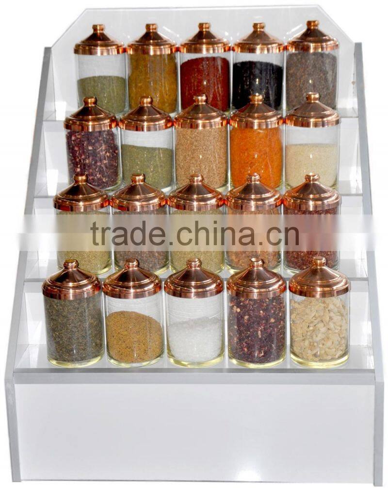 Glass Jar With Copper Cover, Spice Jars with Lids, Candy and Sweet Jars BK2025