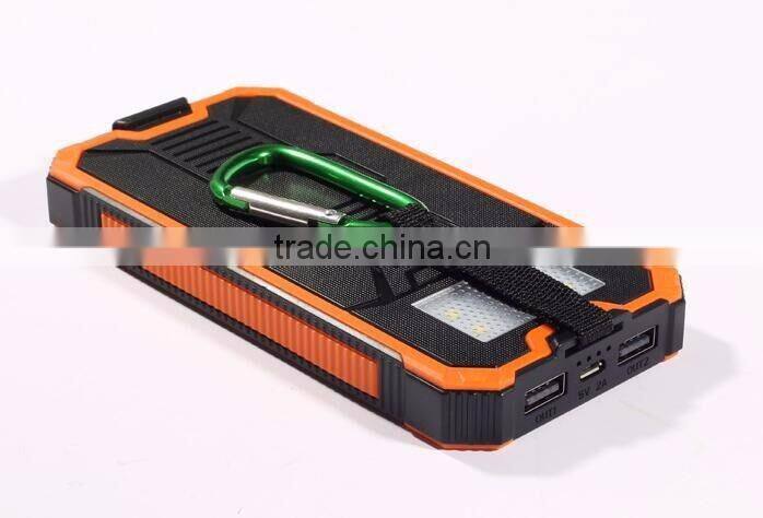 Free Sample Wholesale 20000mAh Outdoor Waterproof Solar Charger Solar Power Bank With Camping LED Light mobile solar charger