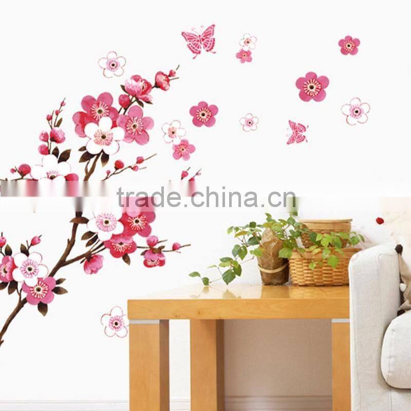 ZY6008 Cherry Blossom Wall Poster Waterproof Background Wall Sticker Stickers for Living room Bedroom Cafe Home Decor Decal Deca