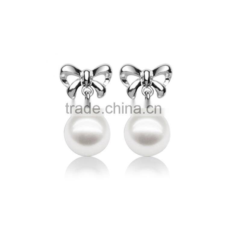 graceful pearl silver necklace earrings set, princess necklace and earring sets