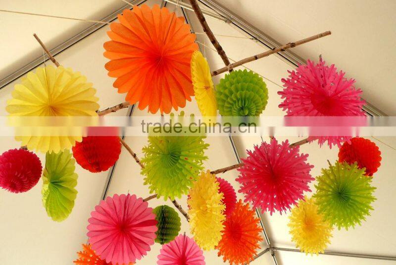 wedding decoration product tissue paper fan,paper fan for all festival decor