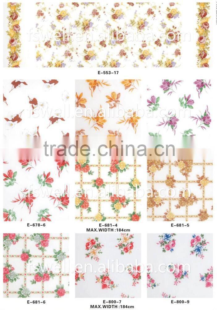 PEVA plastic printed transfer transparent table cloth