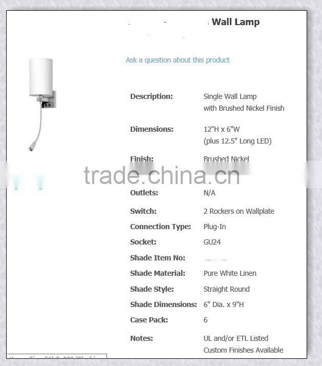 Single wall lampType UL Listed With brushed nickel finish XC-H050