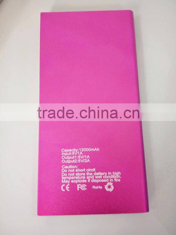 Cell Phone Power Bank Slim 12000mAh Smart Power Bank